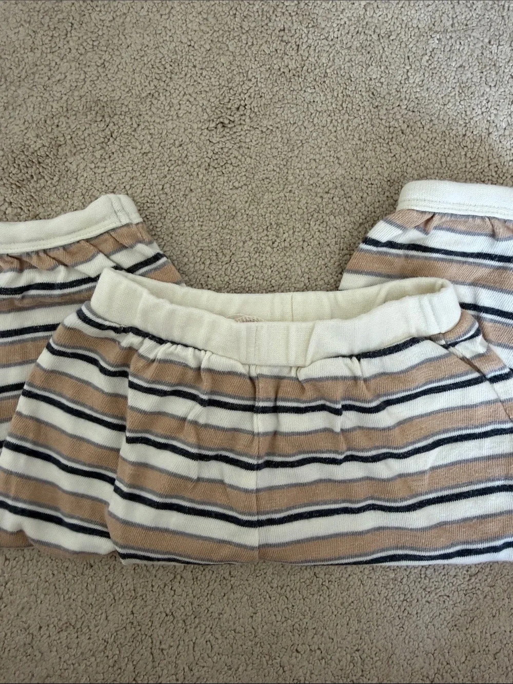 Rylee + Cru Beige, Navy & Cream Striped Kids Pajama Set